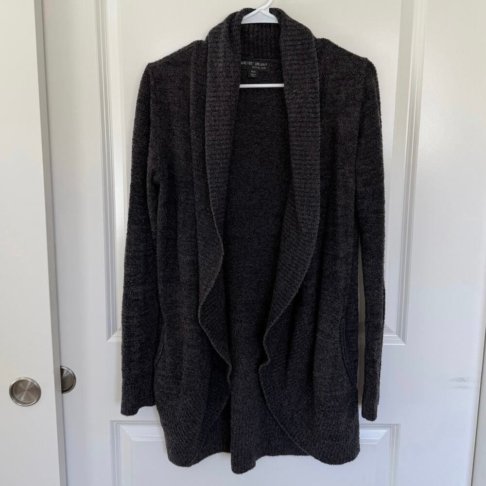Barefoot Dreams CozyChic Lite Circle Cardigan Brown Black XS / Small